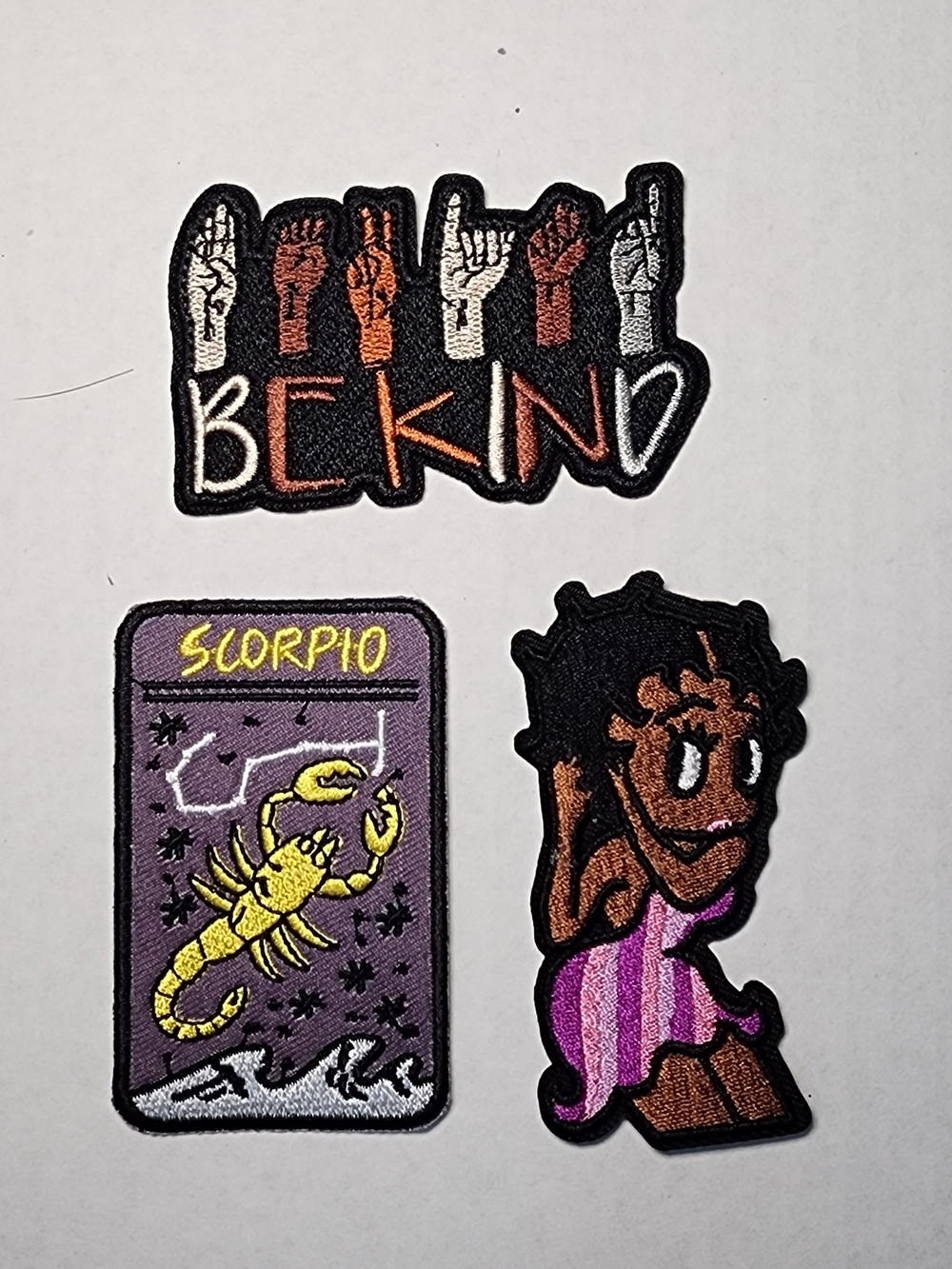 Be Kind / Scorpio / Cartoon Girl Embroidered Patch Set